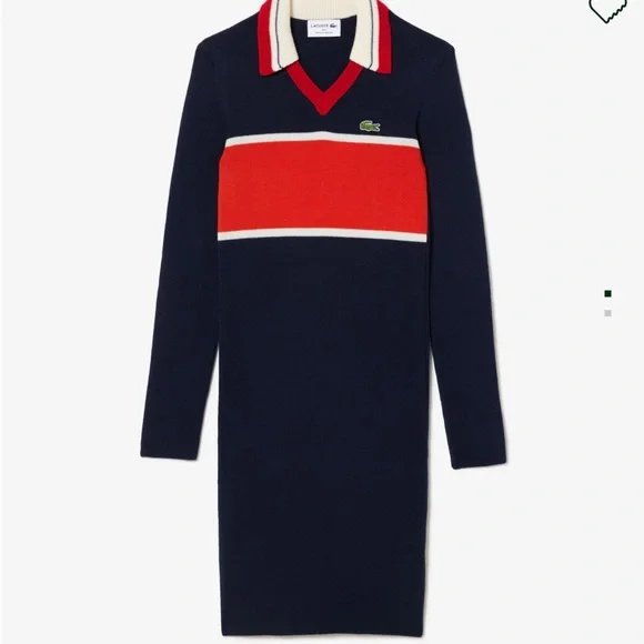 Lacoste Women's French Made Contrast Polo Dress Blue XS-S